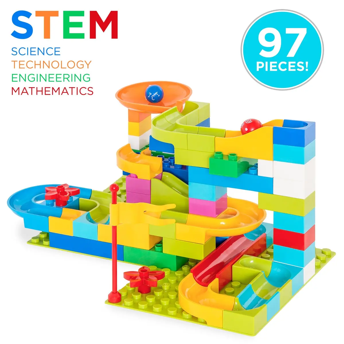 97-Piece Kids Create Your Own Marble Maze Run Racetrack Puzzle Game Set 1