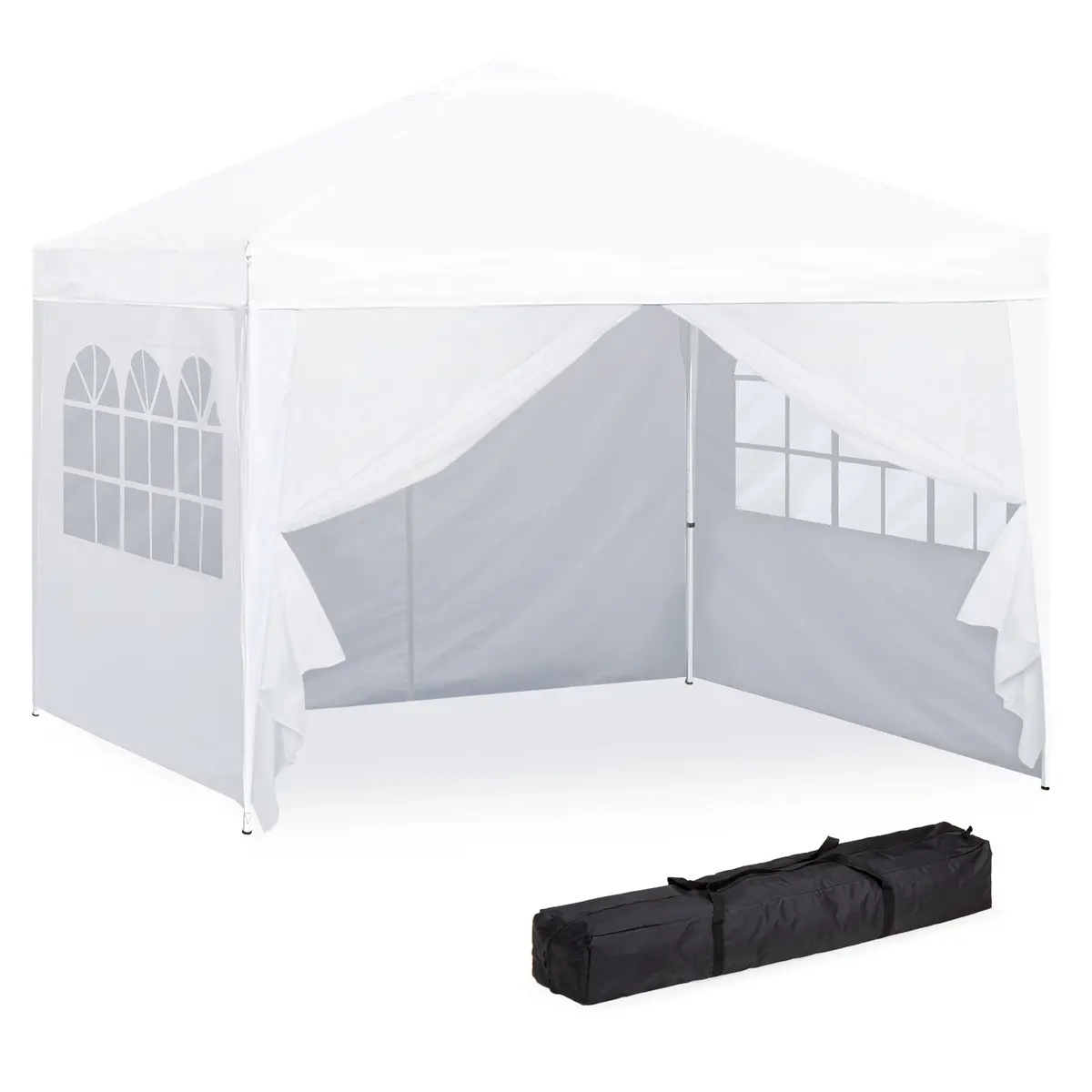 10X10ft Pop Up Canopy Tent W/ Detachable Window Walls, Zip-Up Doorway 1