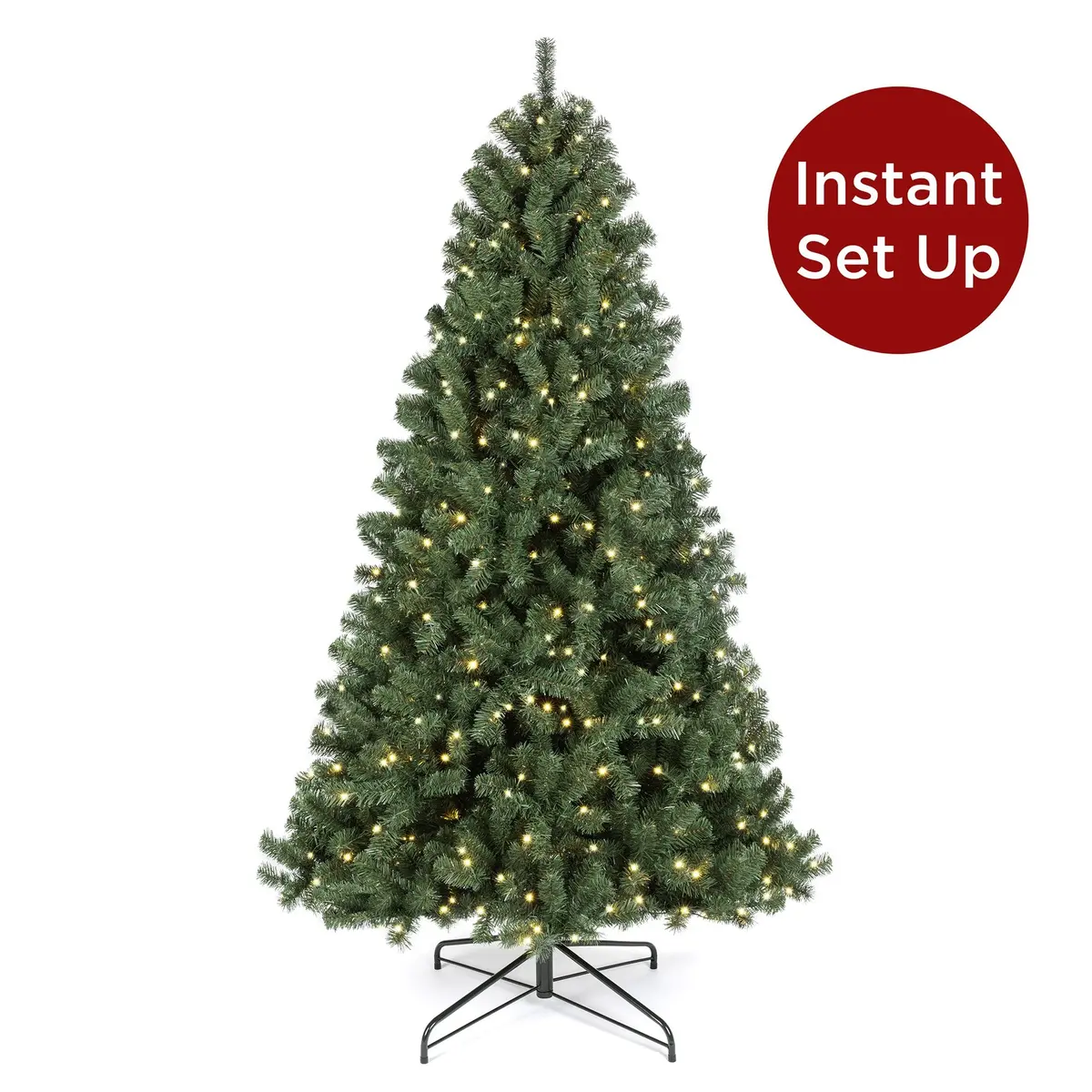 Pre-Lit Instant No Fluff Artificial Spruce Christmas Tree W/ Memory Branches 2