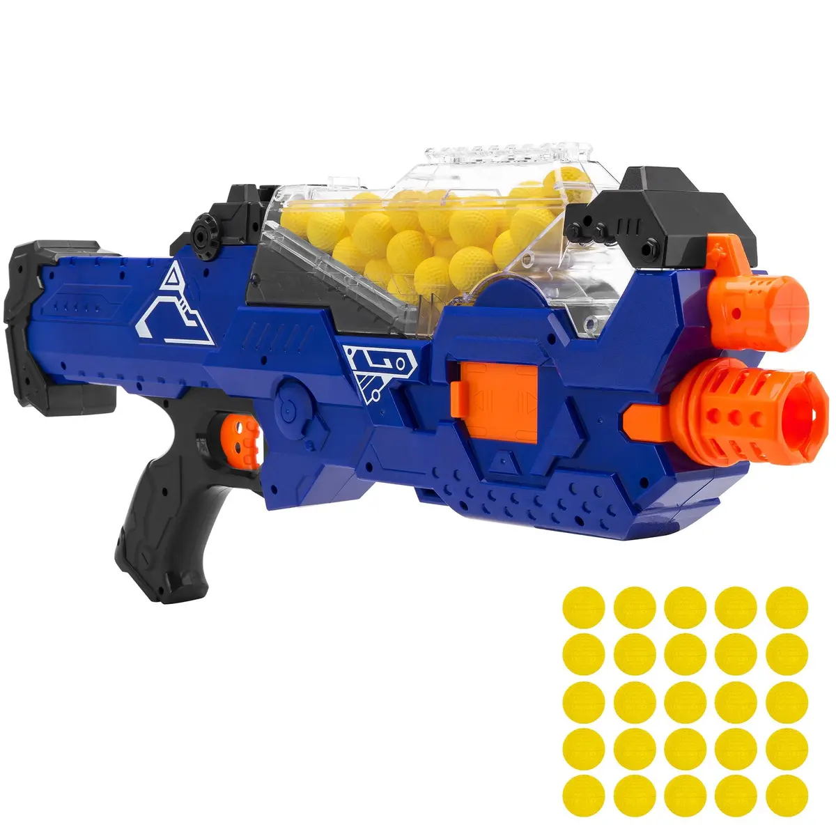 Electric Soft Foam Ball Rapid Fire Blaster Toy W/ Hopper Feeder, 20 Balls 1