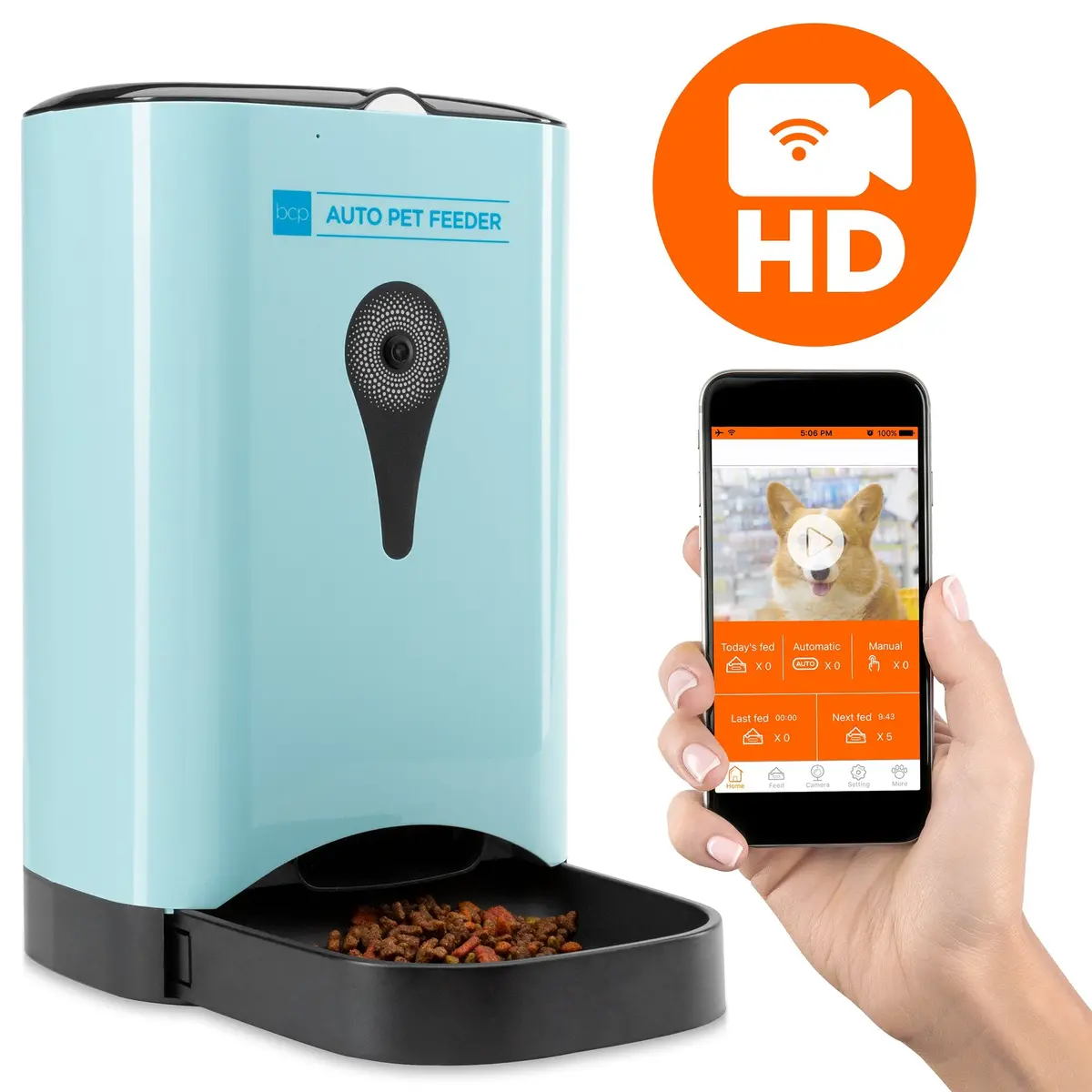 4.5L Smart Automatic Pet Feeder W/ Camera, App, Portion Control, 2-Way Audio 1
