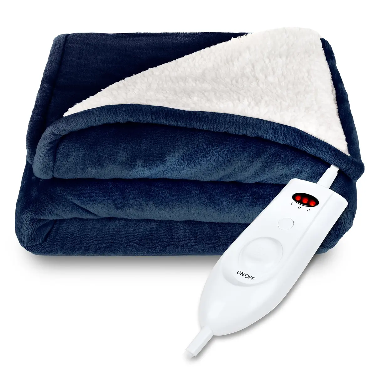 Electric Heated Reversible Sherpa Blanket W/ 3 Heat Settings, Auto Shut Off 1