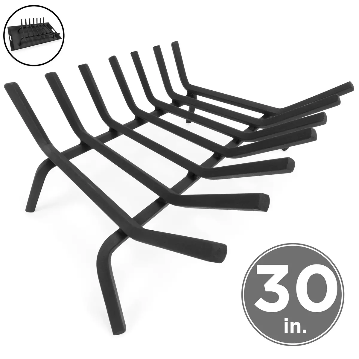 2-In-1 Steel Fireplace Grate Log Burning Rack W/ Ash Tray 3