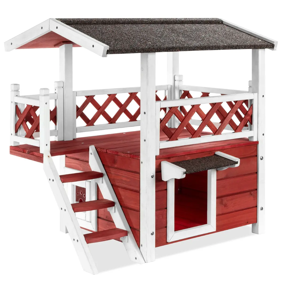 2 Story Fir Wood All-Weather Pet House For Indoor, Outdoor 1
