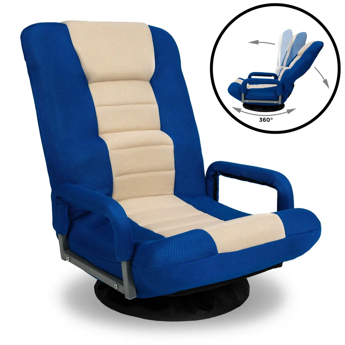 360-Degree Swivel Gaming Floor Chair W/ Armrest Handles, Adjustable Backrest 3