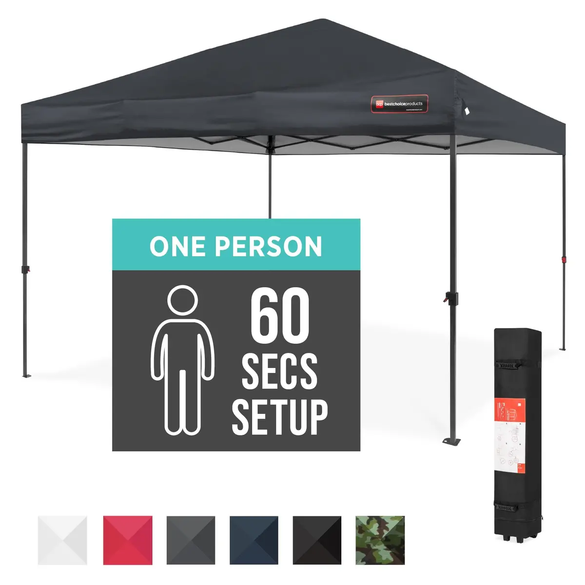 One-Person Setup Instant Pop Up Canopy W/ Wheeled Bag 5