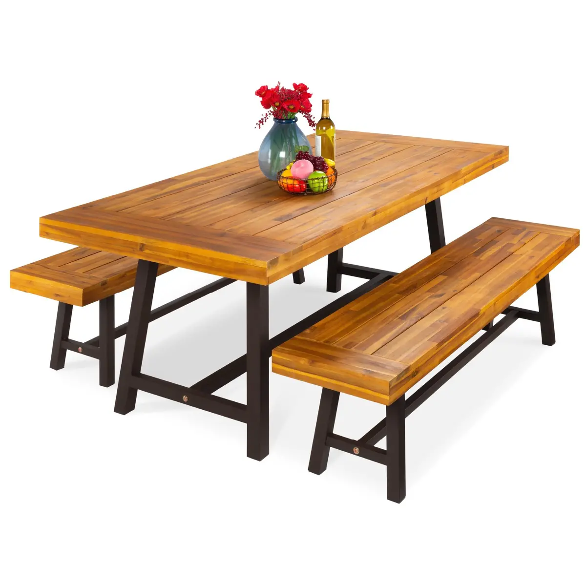 3-Piece Indoor Outdoor Acacia Wood Dining Table 1