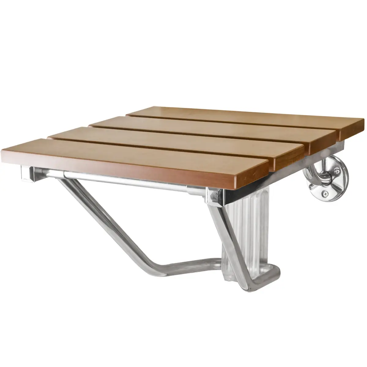 Wall Mounted Folding Hardwood Shower Seat W/ Steel Frame 1