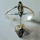 Flower & Butterfly Slave Bracelet With Ring On Chain 1