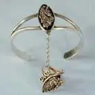 Unicorn In Black Oval Slave Bracelet With Ring On Chain 1