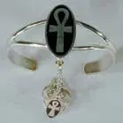 Oval Ankh Cross Cuff Slave Bracelet With Ring On Chain 1