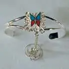 Fancy Butterfly Cuff Slave Bracelet With Ring On Chain 1