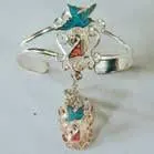 Dove & Unicorn Cuff Slave Bracelet With Ring On Chain 1
