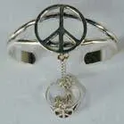 Open Peace Sign Slave Bracelet With Ring On Chian 1