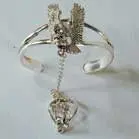 Eagle With Skull Cuff Slave Bracelet With Ring On Chain 1