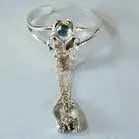Long Skull Head Cuff Slave Bracelet With Ring On Chain 1