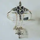 Double Skull Cuff Slave Bracelet With Ring On Chain 1