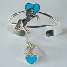 Unicorn With Heart Cuff Slave Bracelet With Ring On Chain 1