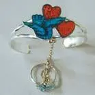 Dove With Two Hearts Cuff Slave Bracelet With Ring On Chain 1