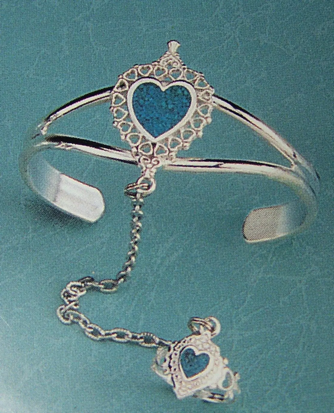 Heart In Lace Cuff Slave Bracelet With Ring On Chain 1