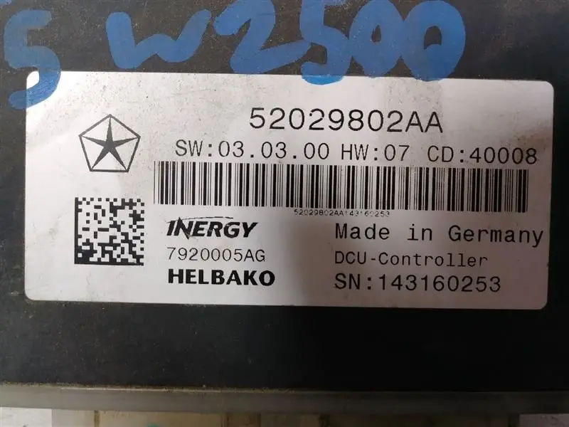 2015 Ram2500 Diesel Exhaust Fluid Module (Def Module). Part Number 52029802Aa 2