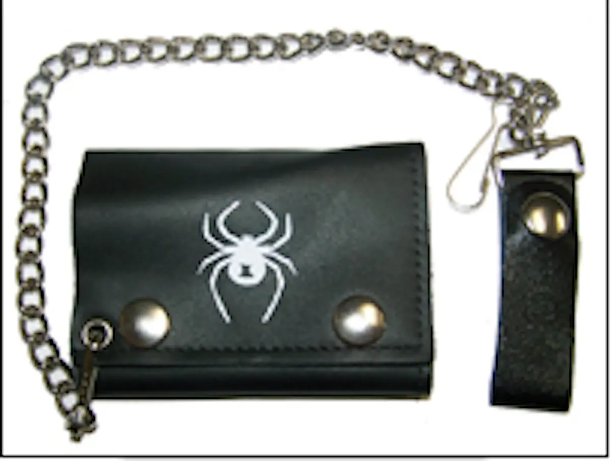 White Widow Spider Trifold Leather Wallet W Chain (Sold By The Piece) 1