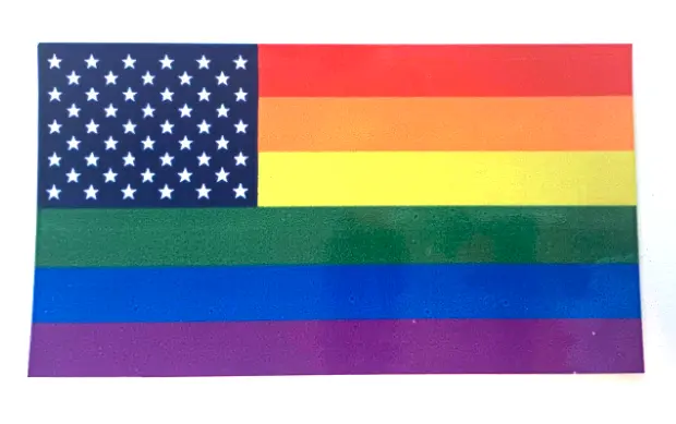 Rainbow Pride American Flag Bumper Sticker 4 1/2" X 2 1/2" 1