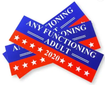 Any Functioning Adult 2020 Political Election Bumper Sticker 1