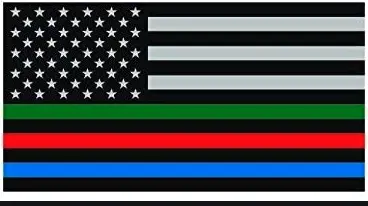 Red/ Green/ Blue Lives Thin Blue Line American Flag Bumper Sticker (Sold By The Piece Or Dozen) 1