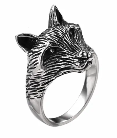 Norse Fox Head Stainless Steel Ring (Sold By The Piece) 1