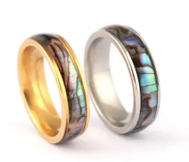 Real Shell Stainless Steel Band Ring. Gold Or Silver (Sold By The Piece) 1