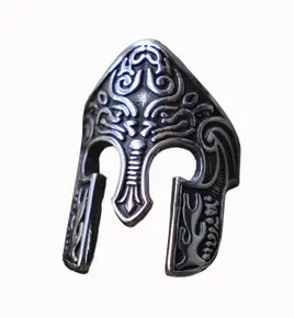 Engraved Spartan Helmet Metal Ring (Sold By The Piece) 1