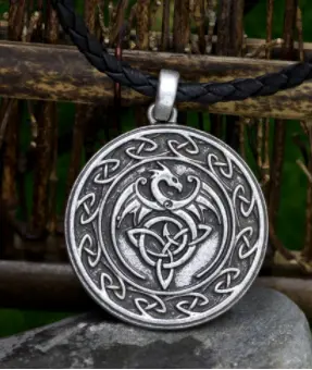 Celtic Flying Dragon Emblem Necklace (Sold By The Piece) 1