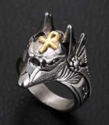 Anubis Egyptian God With Anhk Metal Ring (Sold By The Piece) 1