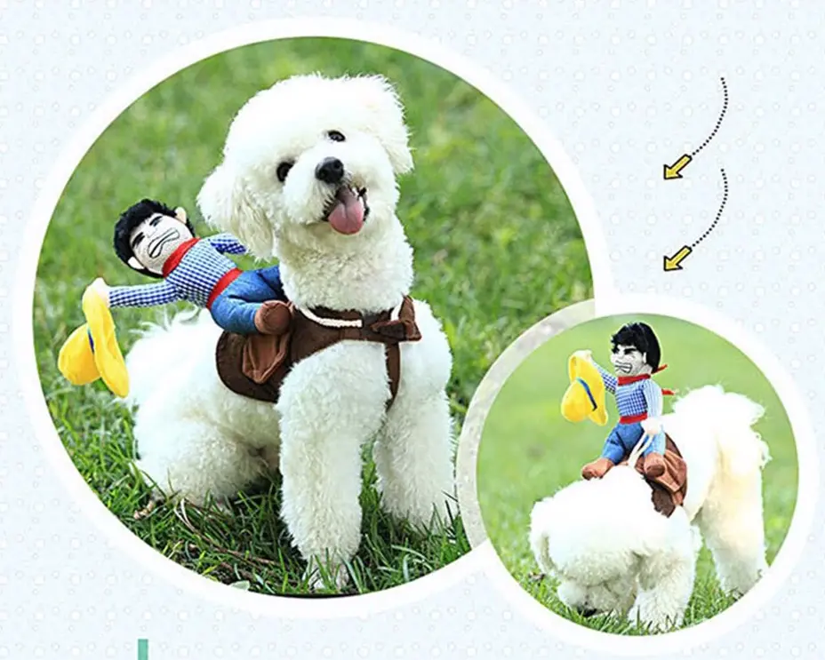 Riding Cowboy Funny Novelty Halloween Dog Costume For Small Dogs (Sold By The Piece) 1