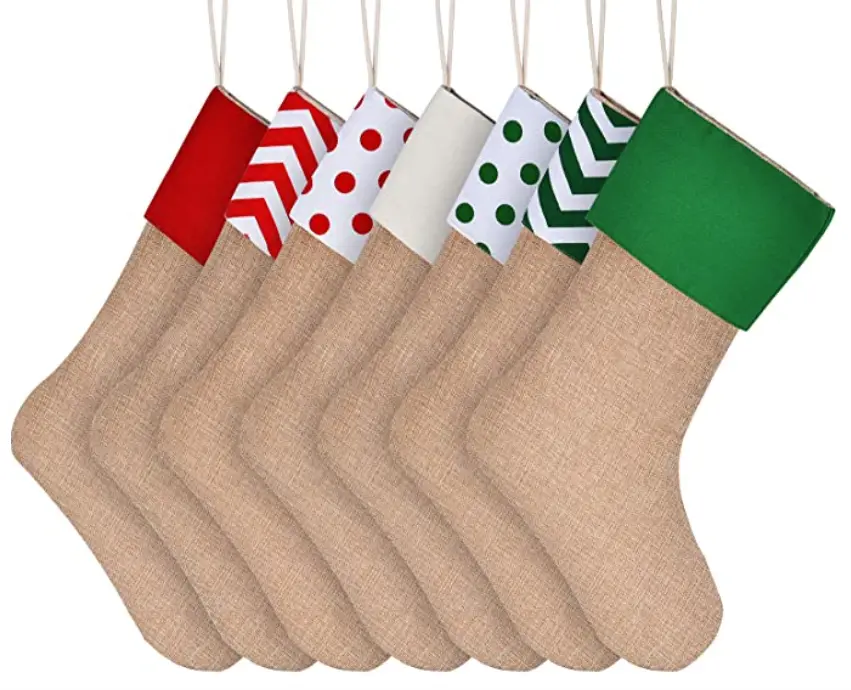 Natural Burlap Stocking For Hanging Christmas Gifts (Pick Style Or Assorted) 1