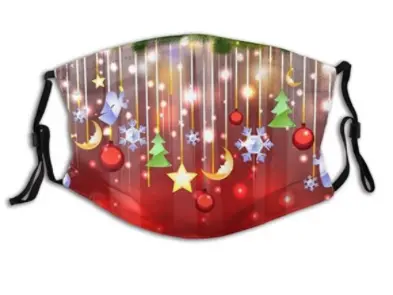 Christmas Ornaments Holiday Reusable Washable Cotton Mask With Filter Included (Sold By The Piece Or Dozen) 1