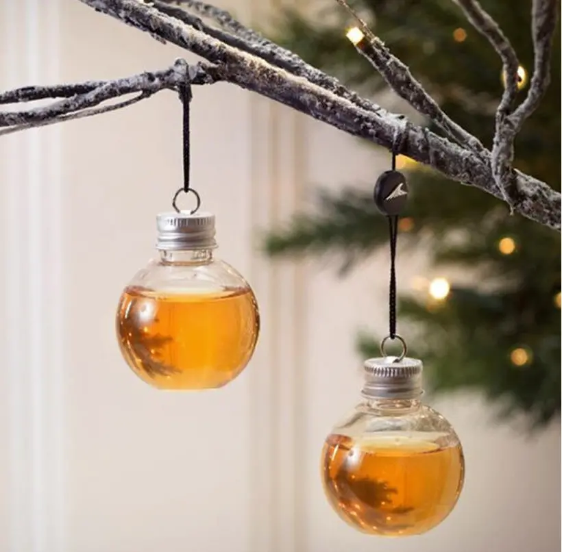 Liquor /Craft Flask Clear Fillable Ornament! (Sold By The Piece, 6 Pack Or Dozen) 1