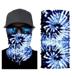 Blue Tie Dye Seamless Bandana Face Cover Tube Multi Function Mask Wraps 1