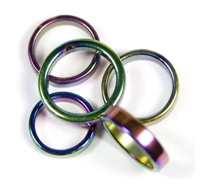 Flat 6Mm Rainbow Hematite Stone Ring 1