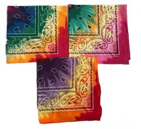 Tie Dye Multi Color Paisley Design Bandanna 100% Cotton ( Sold By The Piece Or Dozen ) 1