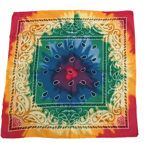 Tie Dye Multi Color Paisley Design Bandanna 100% Cotton ( Sold By The Piece Or Dozen ) 2
