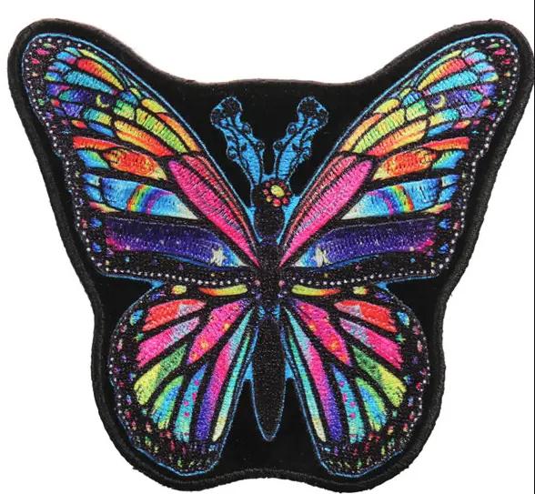 Large Tie Dye Rainbow Butterfly 8 Inch Patch (Sold By The Piece) 1