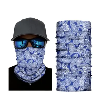 Floral Blue Paisley Seamless Bandana Face Cover Tube Multifunction Mask Wraps 1