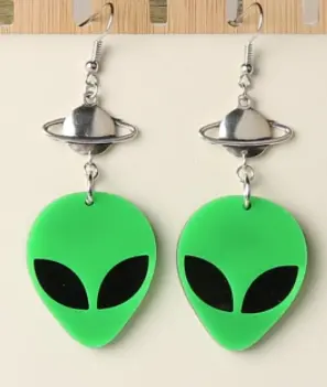 Acrylic Alien Head Space Earrings (Sold By The Pair) 1