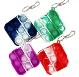 Tie Dye Bubble Pop It Silicone Stress Reliever Toy Keychains (Sold By The Piece Or Dozen) 1