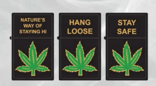 Black Nature's Way Marijuana Leaf Flip Top Oil Lighter (Sold By The Piece Or Dozen) 1