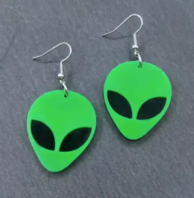 Style # 2 Acrylic Alien Head Earrings (Sold By The Pair) 1