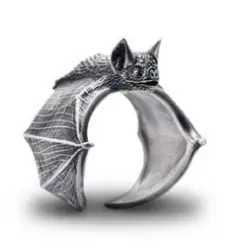 Adjustable Metal Flying Bat Biker Ring ( Sold By The Piece) *Gold, Silver Or Black* 1