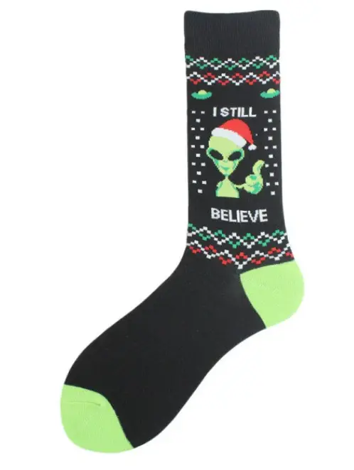 I Still Believe Alien Christmas Unisex Crew Socks (Sold By The Pair) 1